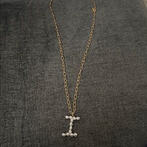 Plunder Gold Necklace with Silver Pearl Initial Pendant